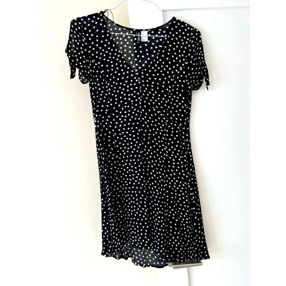 Women’s short black polka dot dress